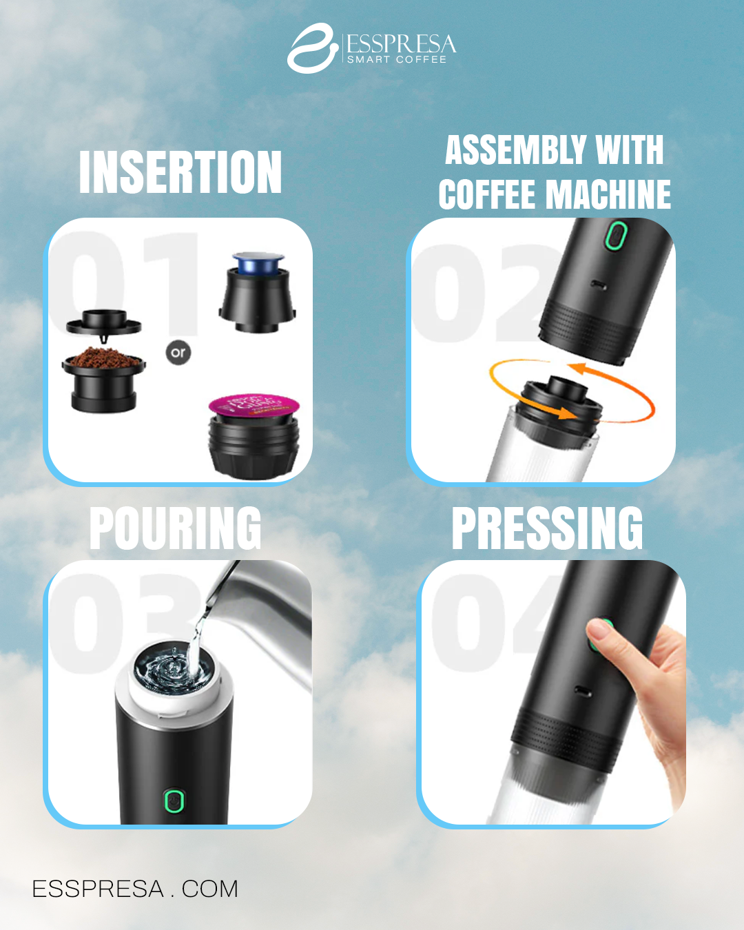 Esspresa™ – Self-Heating Portable Espresso Maker